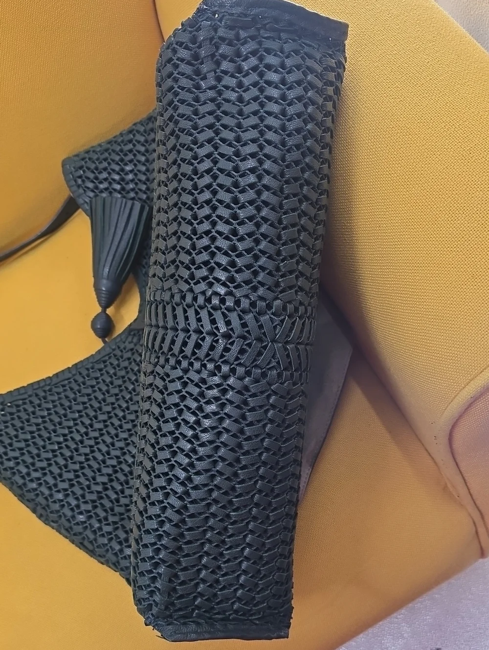Anya Hindmarch  Woven Tassel Leather Hobo Bag